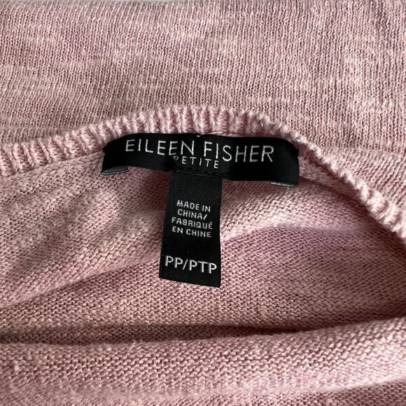 Eileen Fisher Sweater PP Petite Linen Cotton Pink Long Sleeve Crew Neck Solid - Picture 11 of 16